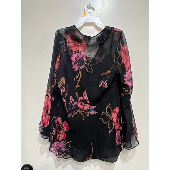 VTG 100% Silk Beaded Tunic Top slip bell sleeves,Whimsical,Y2K grunge size 1X - Picture 3 of 10